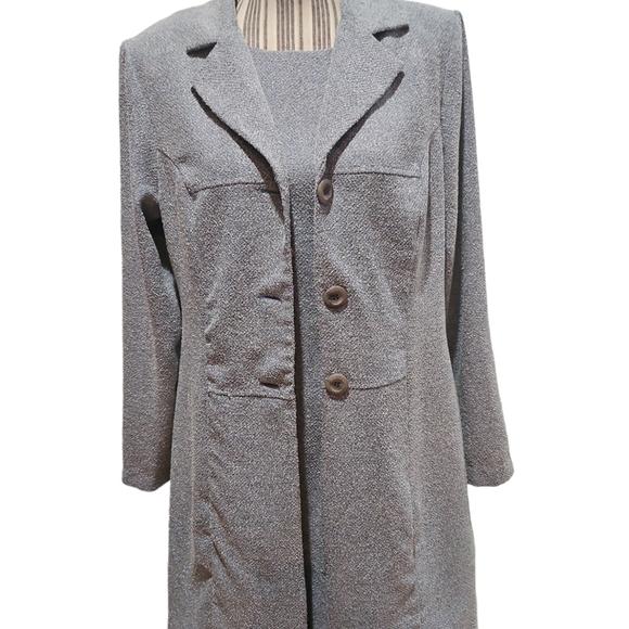 All that Jazz Women Dress and Jacket Career Suit Size 11/12 Blue White Texture - Picture 2 of 16